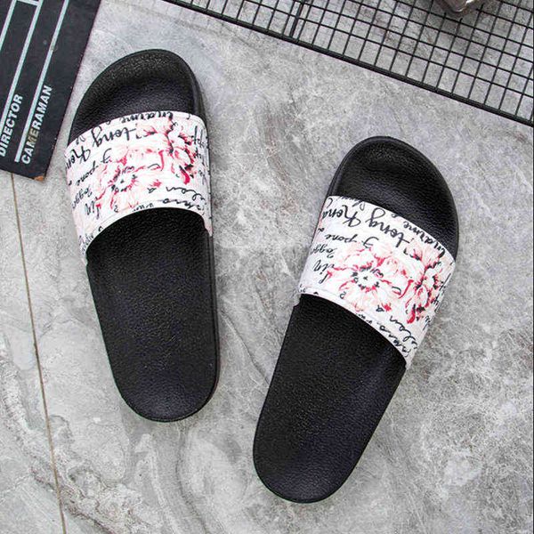

slippers floral print women slippers flat bottom non slip outdoor beach woman sandals soft cozy fashion slider summer shoes female 220307, Black
