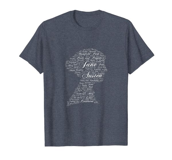 

jane austen gift word cloud art cameo portrait t shirt, White;black