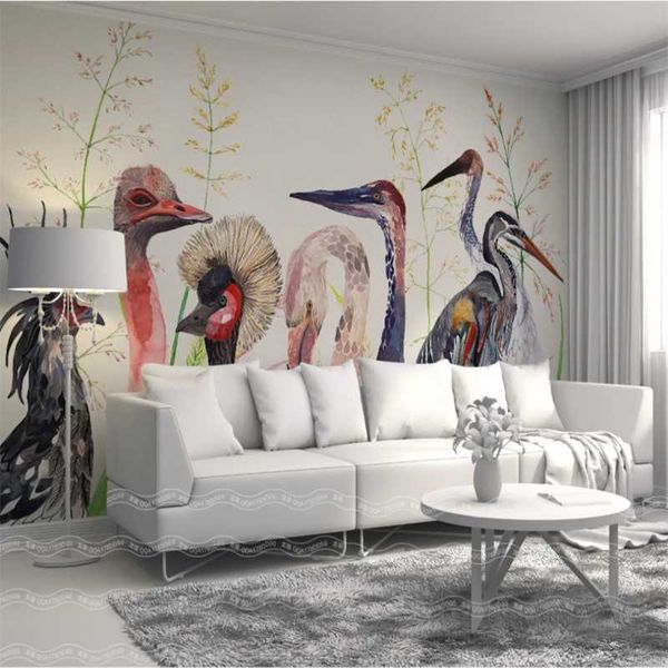 

wallpapers xue su custom large-scale mural wallpaper nordic hand-painted medieval flowers and birds background wall covering