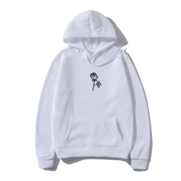 

men's hoodies & sweatshirts harajuku hoodie sweatshirt men fashion streetwear rose flower print pullover mens hoody hooded clothes, Black