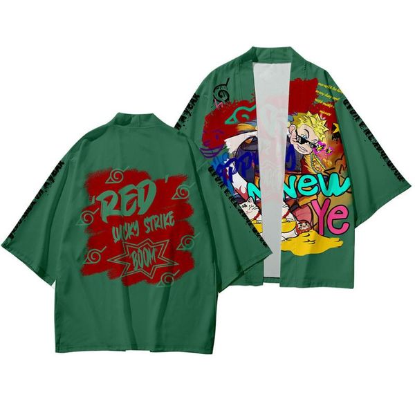 

summer printed traditional japanese couple clothing kimono pants men retro yukata asian fashion tang suit harajuku hanfu jacket ethnic, Red