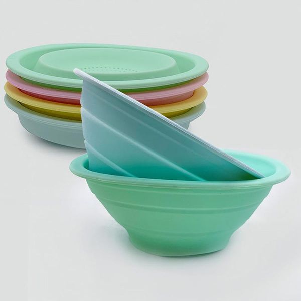 

storage baskets 1pcs kitchen tools foldable silicone colander fruit vegetable washing basket strainer collapsible drainer packing with box