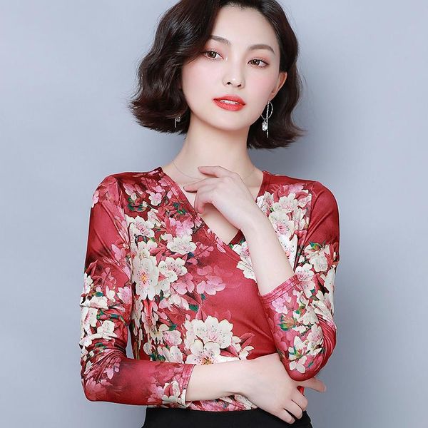 

women's blouses & shirts korean women shirt long sleeve stretch blouse woman print basic plus size blusas femininas elegante, White