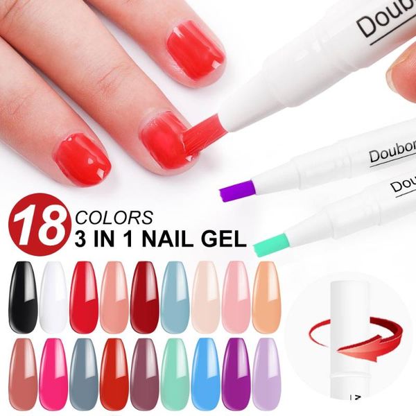 

nail gel 3 in 1 one step varnish pen long-lasting polish no need base and coat for uv paint, Red;pink