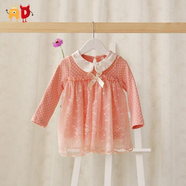 

girl's dresses ad mesh baby girls dress lace polka dots 95% cotton toddler kids clothing clothes infant vestido infantil, Red;yellow