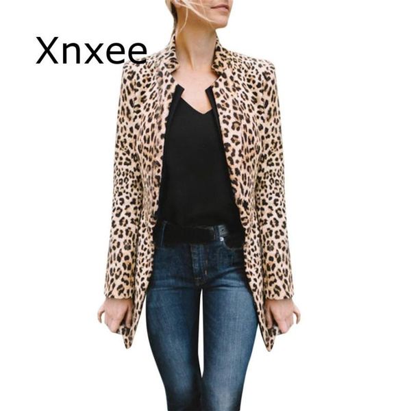 

women's jackets women leopard printed winter warm wind coat cardigan long casual streetwear, Black;brown