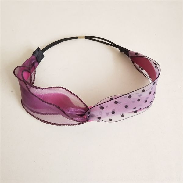 

lqr 9 little fresh girl wave dot mesh heads mesh head contrast with wave edge cross hair band hairband 9041, Silver