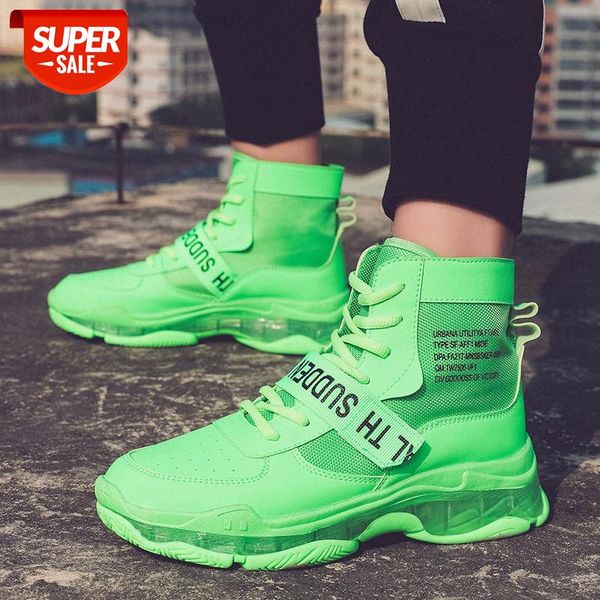 

men's shoes spring high-casual tide green trend jelly thick-soled increase #ei2b
