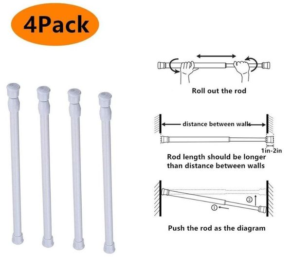

shower curtains tension rods 4 pack adjustable spring steel cupboard bars curtain rod racks holders bathroom tools q40