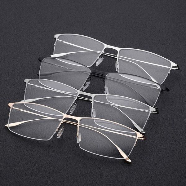 

fashion sunglasses frames men ultra light titanium half rim prescription myopia eyeglasses optical goggle glassses eyewear, Black