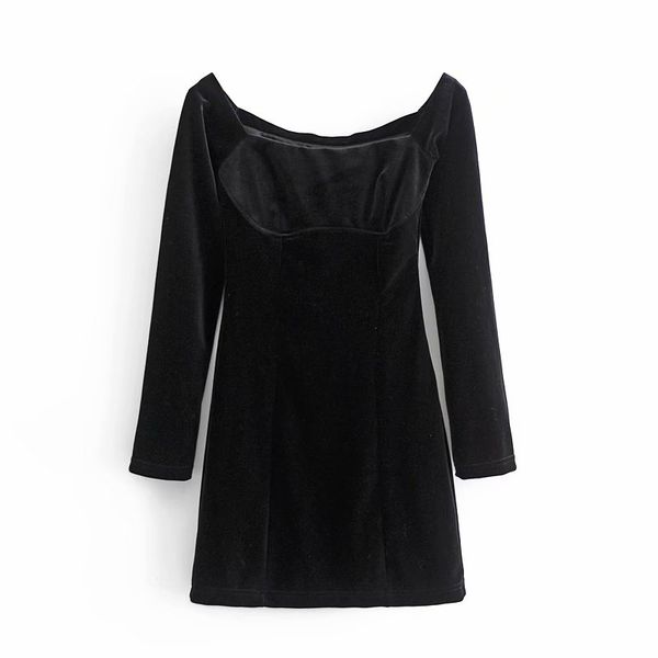 

casual dresses elegant women black veet es fashion ladies sheath mini sweet female vintage full sleeve chic girl 08n5, Black;gray