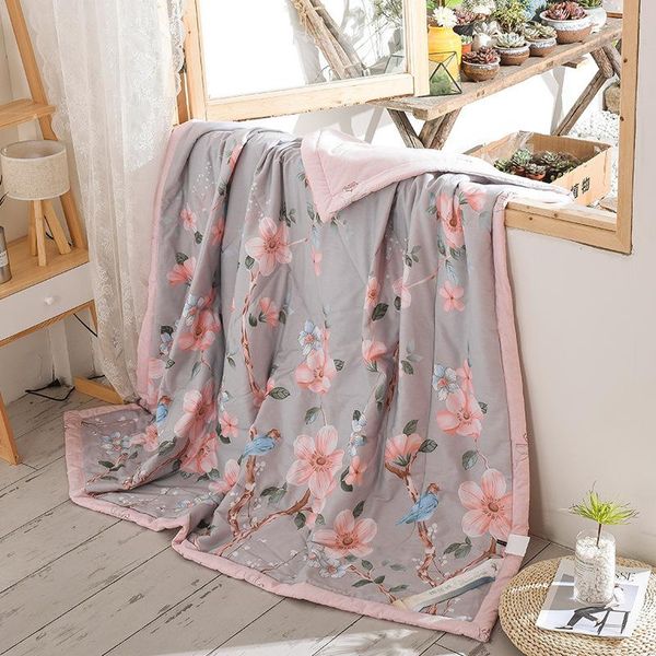 

comforters & sets flowers print pink quilting summer quilt twin queen size throws blanket 100% cotton bedding plaid bedspread