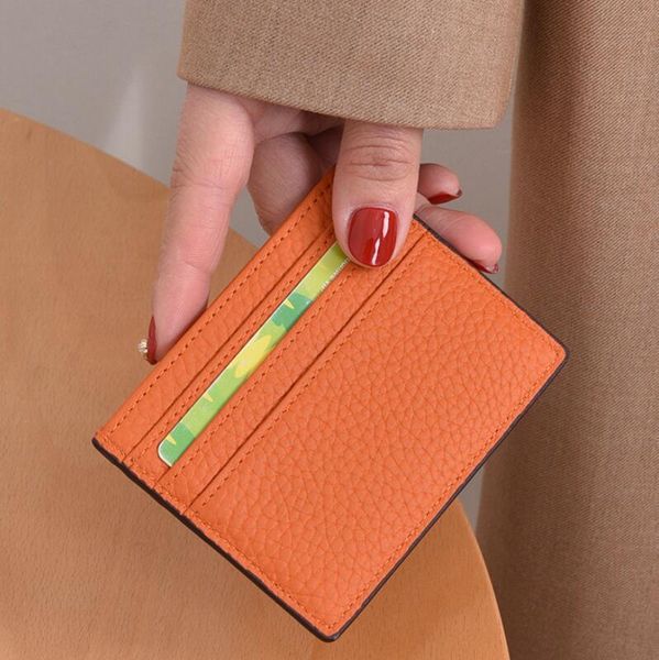 

card holders san maries cow leather id holder candy color bank multi slot slim case wallet women men business cardcover, Brown;gray