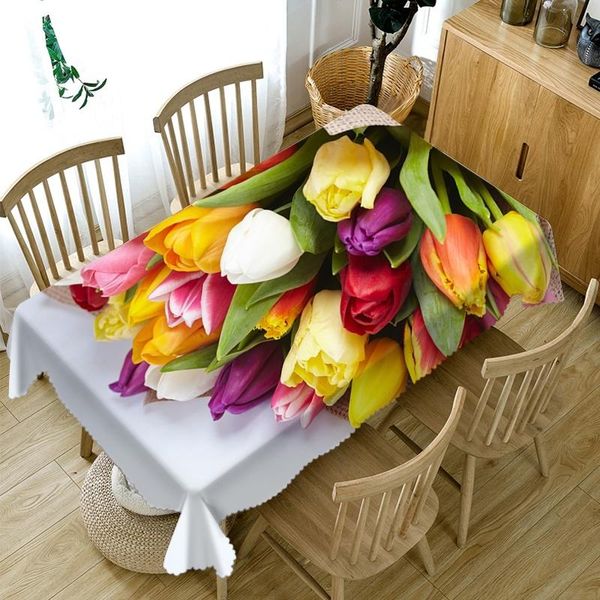 

table cloth pastoral style colorful roses flower 3d tablecloth dustproof washable thicken rectangular&round for wedding