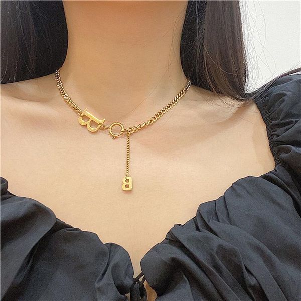 

pendant necklaces letter b necklace personality titanium steel chain for women girls trendy jewelry gifts simple temperament accessories, Silver