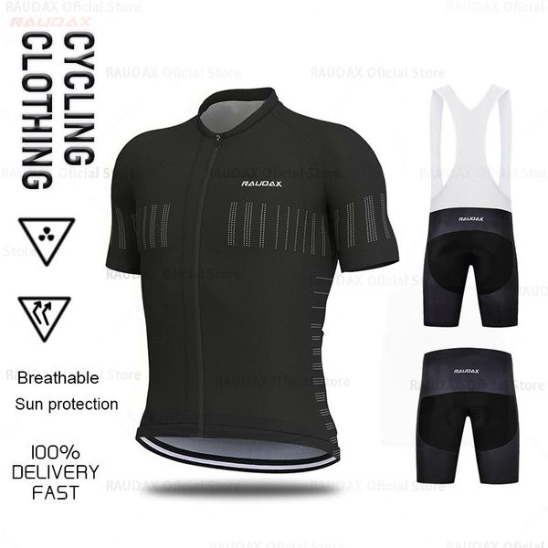 

raudax men cycling clothing ciclismo multicolor short sleeve jersey mtb bike team racing set maillot sets, Black;blue