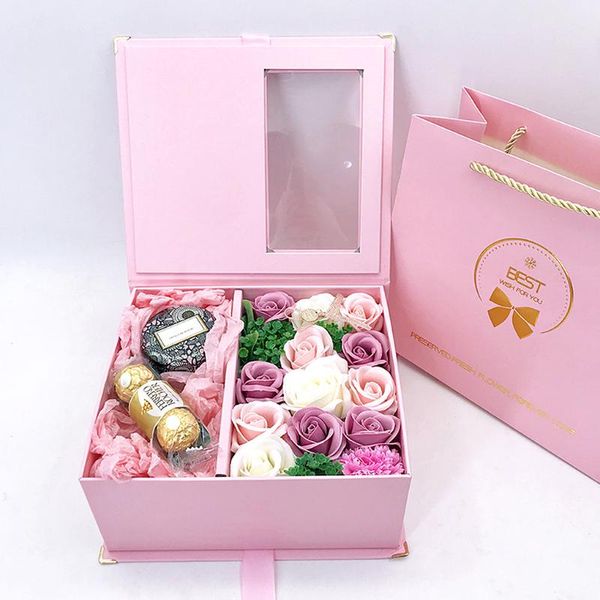 

gift wrap fake flower box jewelry decoration empty container organizer paper for festival