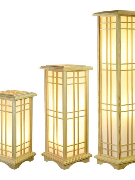 

floor lamps modern japanese tatami style square shape oak wood solid wooden lamp with led standing for living room hallway