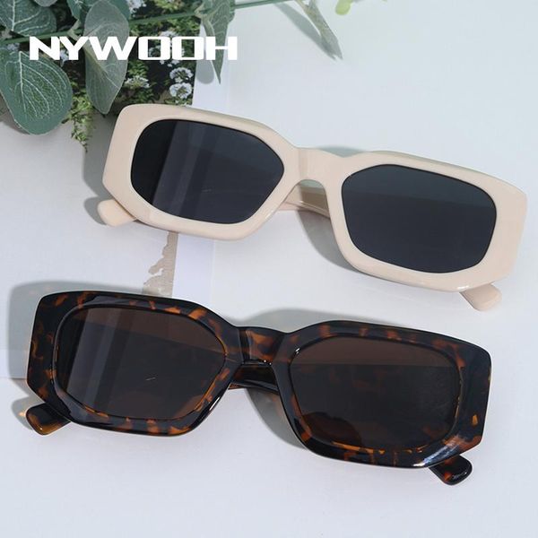 

sunglasses nywooh rectangle women fashion jelly color polygon square sun glasses men colorful gradient eyewear shades uv400, White;black