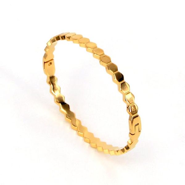 

charm bracelets stainless steel rhombic-shaped honeycomb gold bracelet women for woman fashion jewelry gift, Golden;silver