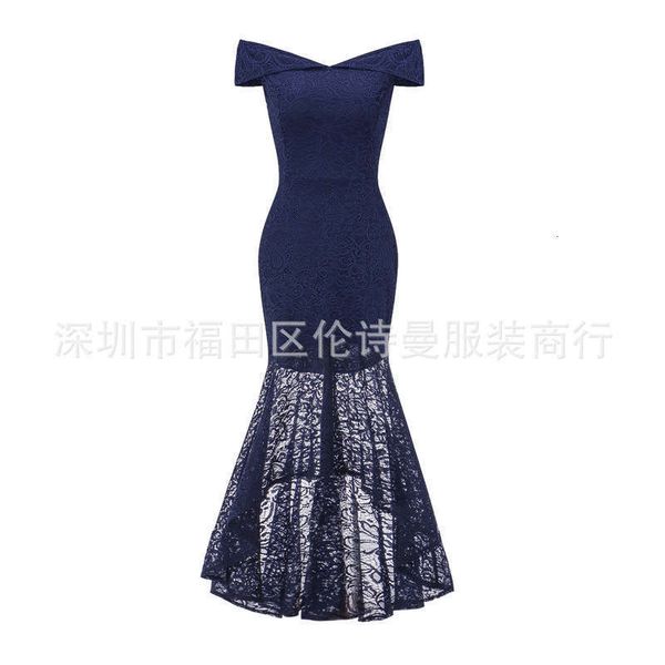 

fishtail casual dresses lace skirt with off shoulder collar, Black;gray