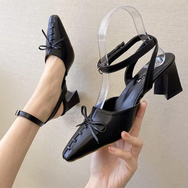 

sandals 2021 summer women pumps ladies pointed-toe female office high heels womans casual shoe butterfly-knot womens work, Black