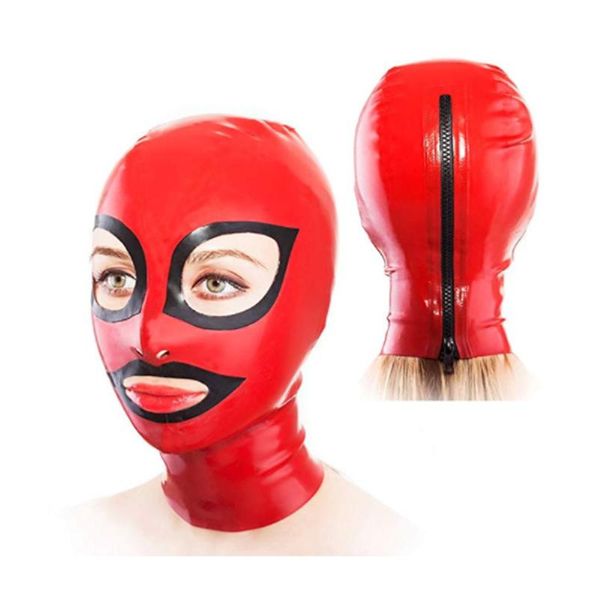 

party masks 100% latex hood mask cosplay with zip on back for
