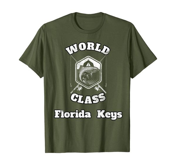 

florida keys world class fishing souvenir tshirt, White;black