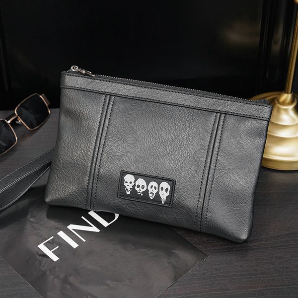 

wallet men's hand bag business leisure soft leather trendy trend, Red;black