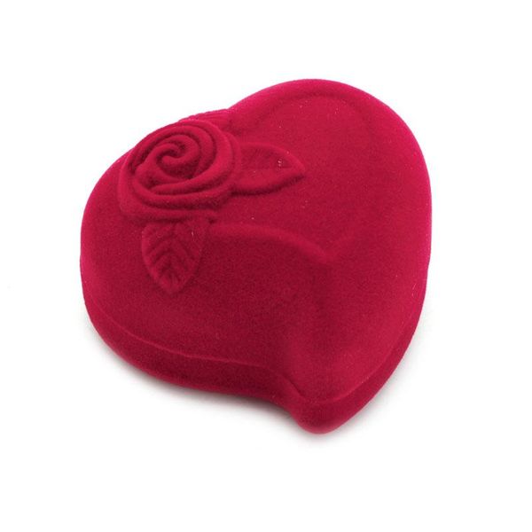 

jewelry pouches, bags ring box velvet heart shaped red rose pattern love storage display, Pink;blue