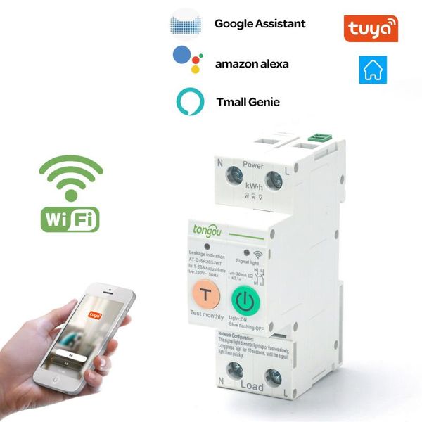 

smart home control single phase wifi energy meter kwh metering monitoring circuit breaker timer relay with leakage protection 63a ewelink