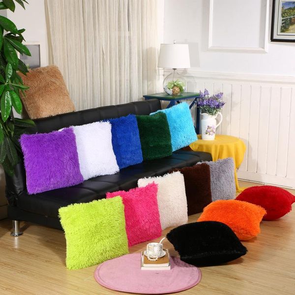 

cushion/decorative pillow 43x43cm solid plush cushion cover white black red blue soft sofa bed chair car seat office living room decoration