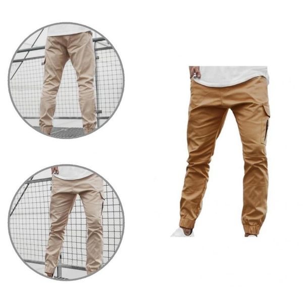 

men's pants ankle banded trendy simple cargo hip-hop style men wear-resistant for home, Black