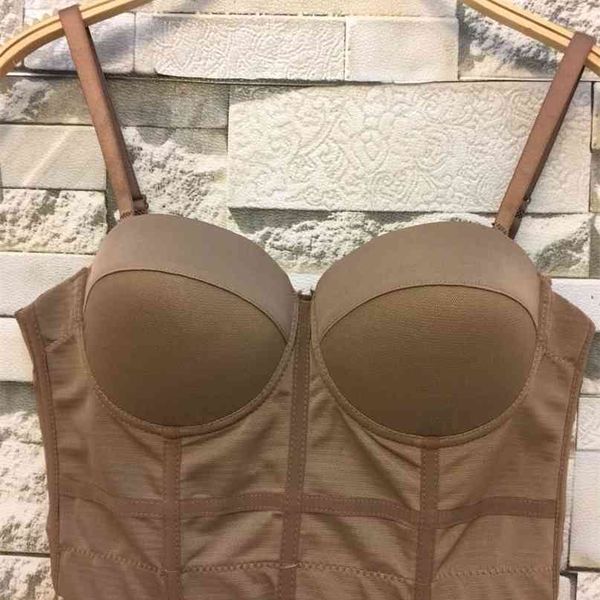 

korean selling thin tight personality hollow chest vest women sleeveless high street bustier crop 210527, Black;gray