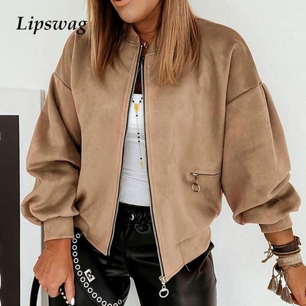 

women elegant lantern long sleeve punk coats autumn casual pocket zipper cardigan lady winter stand neck jackets outerwear women's tre, Tan;black