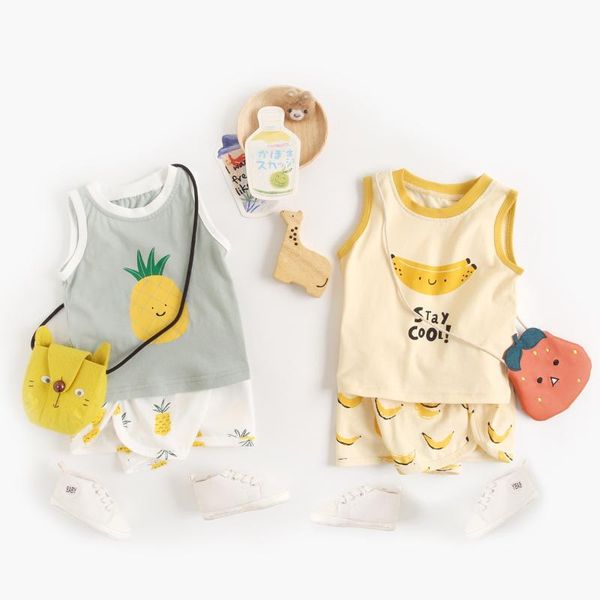 

clothing sets dvotinst cotton baby outfits set summer sleeveless vest pant shorts 2pcs children infant toddler kids cartoon clothes, White