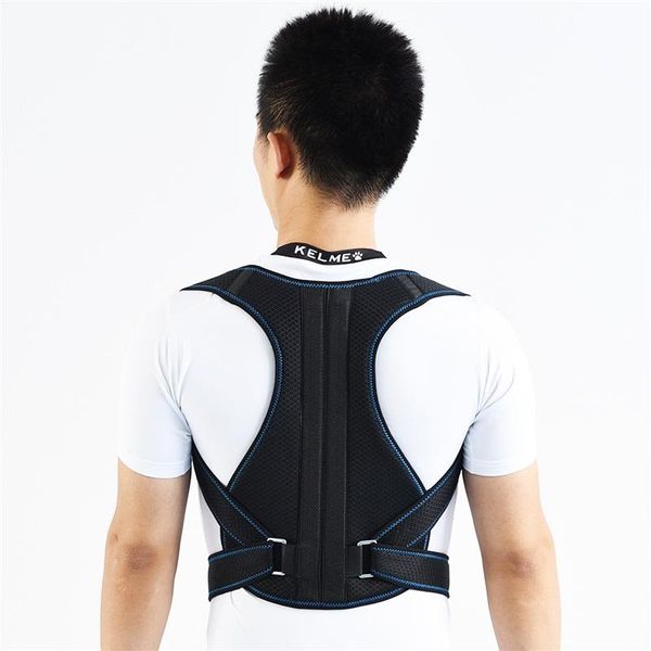 

adjustable posture corrector male corset back support belt lumbar sports safety straight shoulder, Black;blue