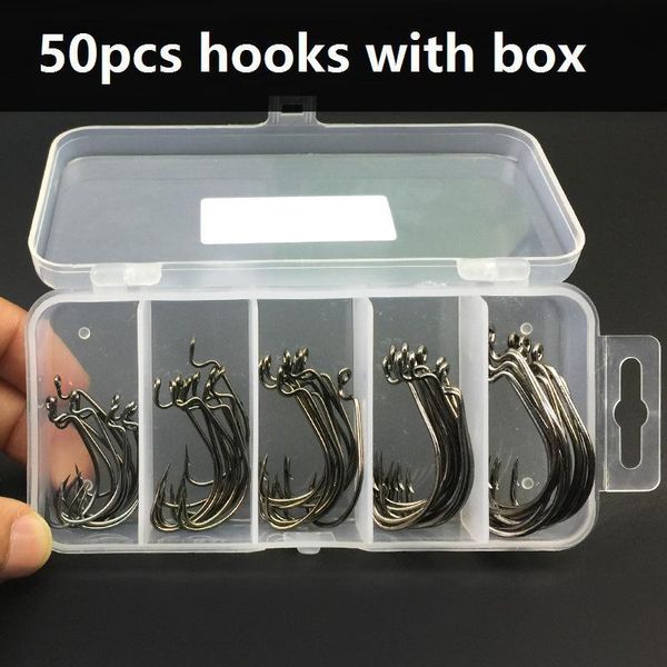 

mounchain 50 pcs/set carbon steel fish hook baits holder fishing hooks