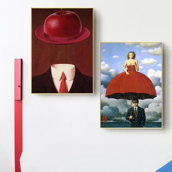 

paintings nordic retro abstract red dress umbrella posters and prints hat canvas painting wall art pictures living room unique decor