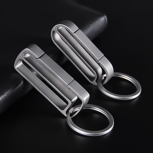 

jobon real titanium keychain belt car key chain creative ultra lightweight edc waist hanging key ring holder luxury gift, Silver