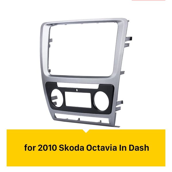 In Dash DVD-Player-Außenrahmen-Surround-Panel Silber Doppel-Din-Autoradio-Blende für 2010 2011 2012 2013 Skoda Octavia
