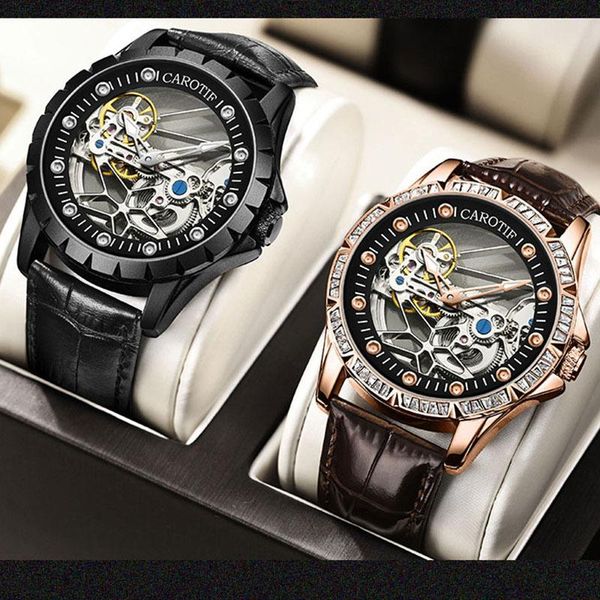 

wristwatches men watch automatic mechanical quality tourbillon waterproof leather male relogio masculino, Slivery;brown