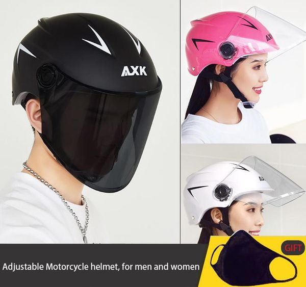 

motorcycle helmets men women summer scooter electric single sun protection visors helmet bicycle e-bike casco moto with 1 mask