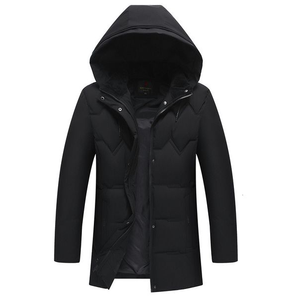 

2021 winter men's down and cotton padded jacket medium long, Black