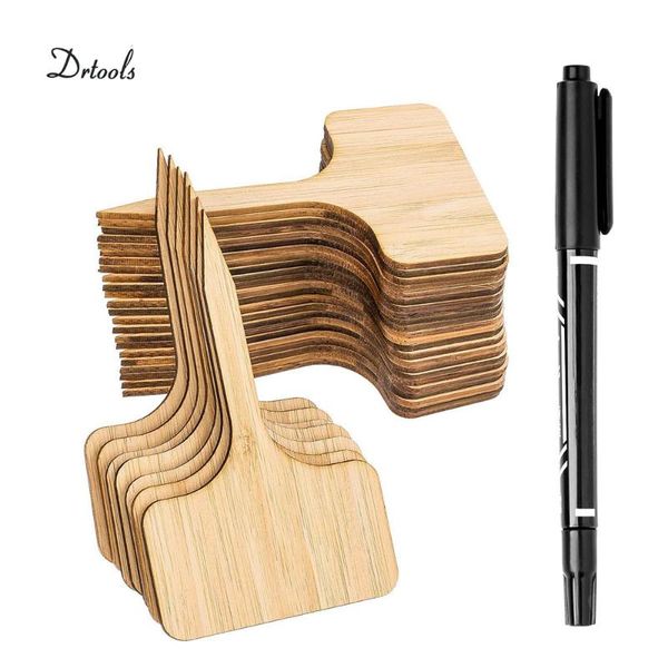 

other garden supplies 10/20pcs t-type bamboo plant labels eco-friendly wooden sign tags markers for bonsai seed potted herbs flowers tool