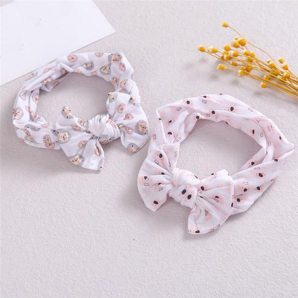 

hair accessories baby nylon bow headbands floral print wide girl headband turban kids girls head wrap infant born, Slivery;white