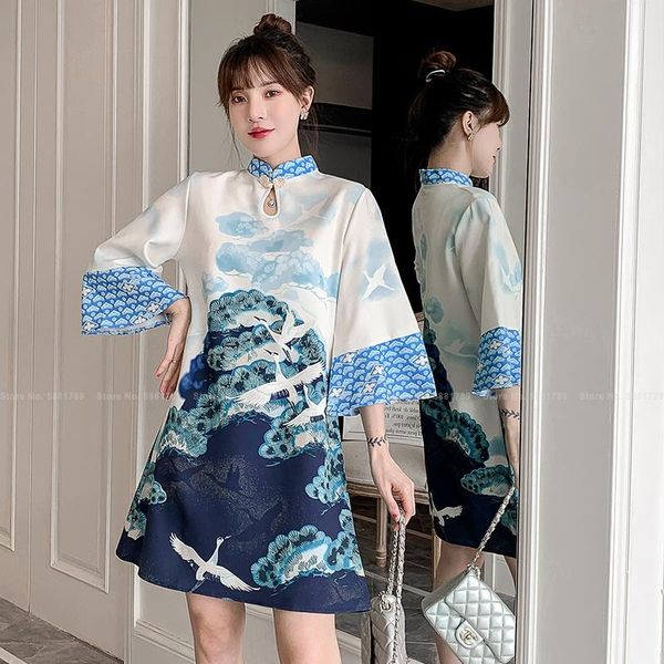 

lady elegant qipao women fashion chinese style vintage dress traditional oriental clothing print cheongsam dresses party vestido ethnic, Red