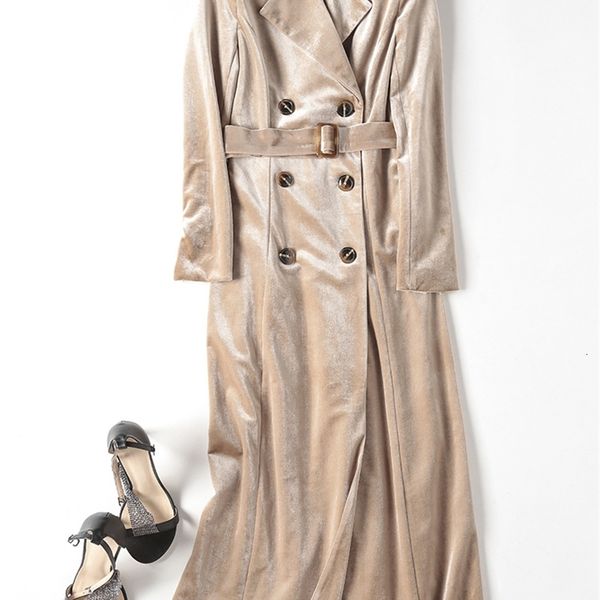 

casual dresses lapel velvet belt long jacket hjtd, Black;gray