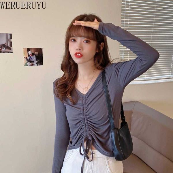 

werueruyu dance costume women's casual v-neck short sleeve dance yoga fitness drawstring slim dancing sports 210608, White
