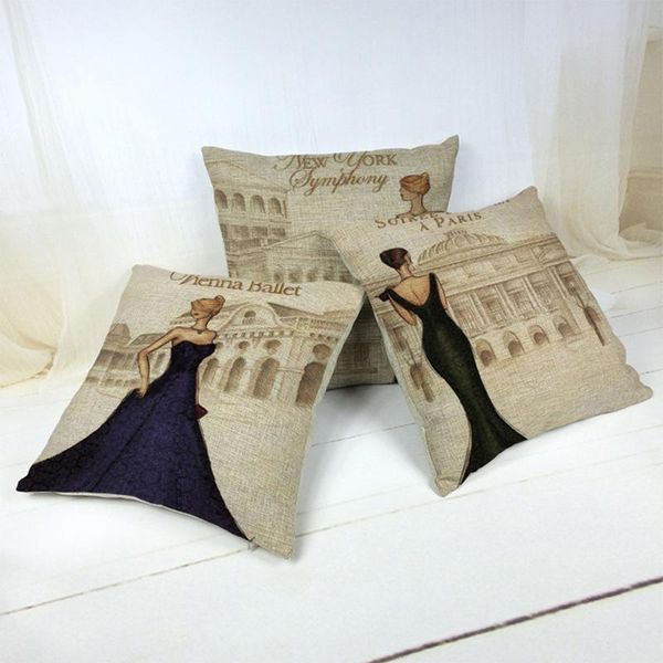 

cushion/decorative pillow beauty girl evening dress pillowcase cushion cover square for sofa home decoration